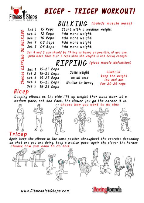 Fitness1ststeps Tricep And Bicep Workout Sheet Fitness 1st Steps