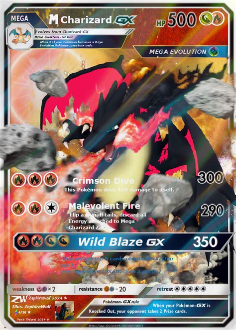 Pokemon Card Custom Mega Charizard Z Gx By Zephirawolf On Deviantart