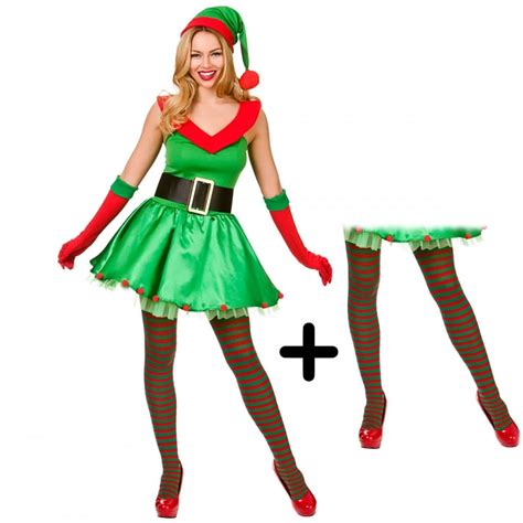 Santas Sexy Lil Helper Adult Costume Set Costume Redgreen Tights
