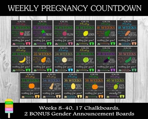 Printable Pregnancy Countdown Chalkboards Weekly Pregnancy