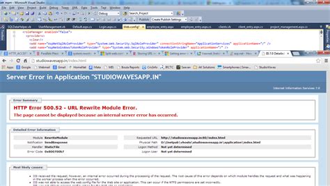 Asp Net Error Internal Server Error Tag In Web Config Stack Overflow