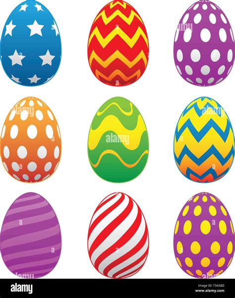 Colorful Painted Easter Eggs Isolated Vector Illustration Stock Vector