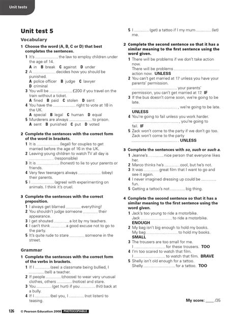 English Class A1+ Testy Klasa 5 Pdf - Unit Test 5 | Languages
