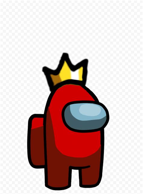 Hd Red Among Us Crewmate Character With Crown Hat On Top Png Citypng