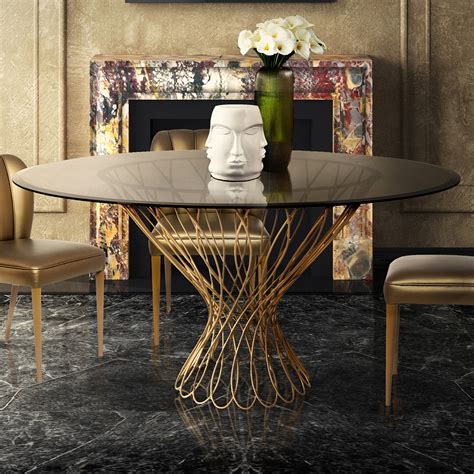 Dining room table and chairs luxury. Alani Allure Round Glass Designer Dining Table - Robson ...