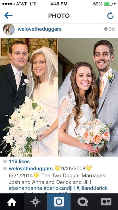 The Two Duggar Marriages Josh And Anna Duggar Got Married On 9 26 2008 And Jill And Derick