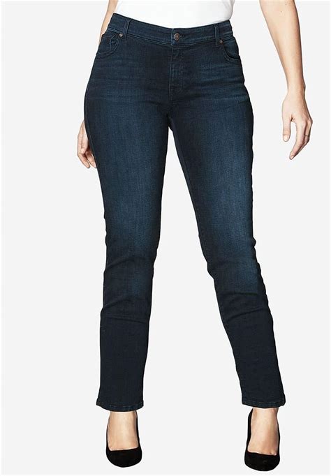 Roamans Denim 247 Plus Size Straight Leg Jeans With Invisible Stretch