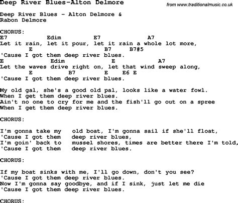 Blues Guitar Lesson For Deep River Blues Alton Delmore With Chords