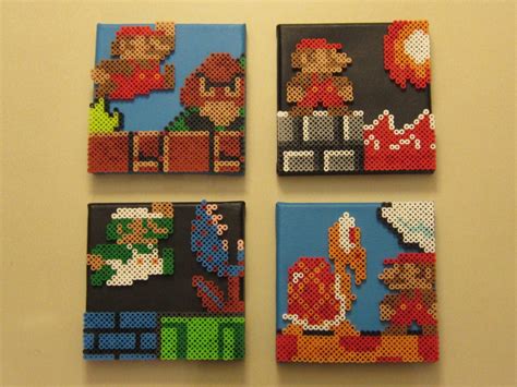 Super Mario Brothers Character Montage Set Of 4 Perler Beads