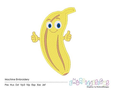 Banana Embroidery Design Machine Embroidery Fruit Food Instant Etsy