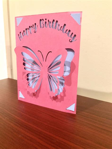 Pop Up Butterfly Birthday Insert Card SVG Cricut Silhouette Joy Digital Cut File Etsy