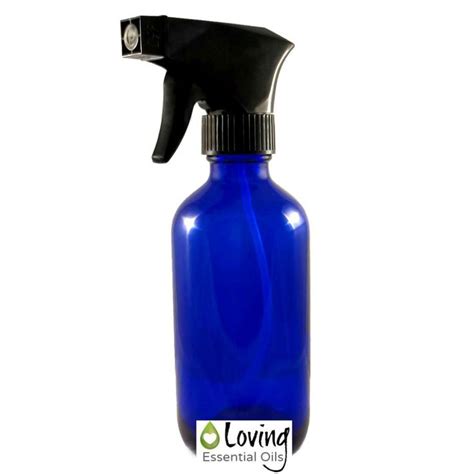 8 Oz Blue Glass Spray Bottle With Trigger Sprayer Set Of 8 Loving Essential Oils Glass