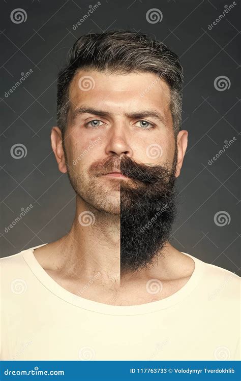 Cara Del Hombre Hermosa Hombre Con Mitad De La Cara Afeitado Imagen De