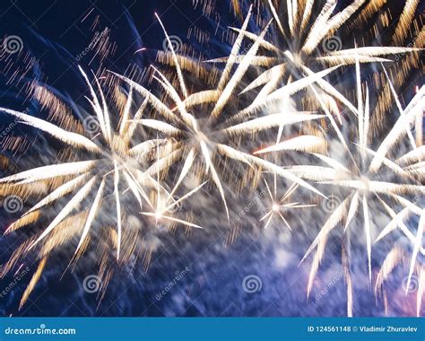 Celebratory Colorful Fireworks Exploding In The Skies Stock Photo
