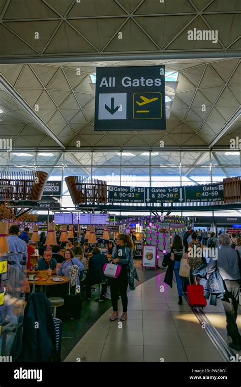 Sign For All Gates Stansted Airport London England Uk Stock Photo