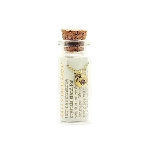 Lucky Feather Birthstone Bottle Necklace November Growing Tree Toys