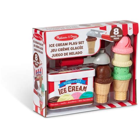 Melissa And Doug Scoop And Stack Ice Cream Cone Playset In White Toyco