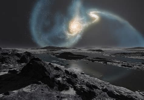 The Collision Of The Milky Way And Andromeda Galaxies Seen From The