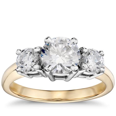 Classic Three Stone Diamond Engagement Ring In 18k Yellow Gold Blue Nile