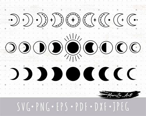 Moon Phases Svg Cricut Files Boho Phase Of The Moon Png Etsy