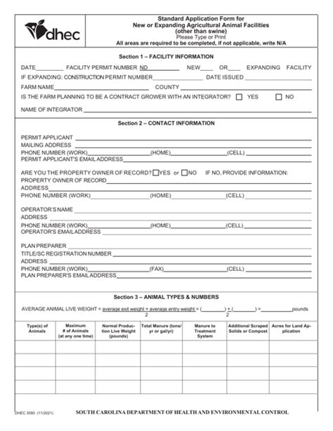 Dhec Form 3580 Download Fillable Pdf Or Fill Online Standard