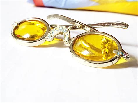 hollycraft sunglasses pin yellow sunglasses brooch eyeglasses etsy yellow sunglasses