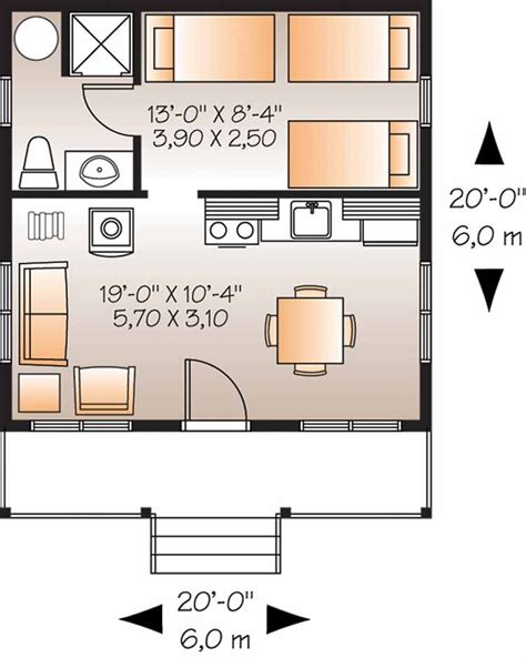 While the majority of these homes are either an open loft/studio format, or have one bedroom you'll often find that the architects have designed these homes to maximize the space. Cottage Style House Plan - 1 Beds 1 Baths 400 Sq/Ft Plan ...