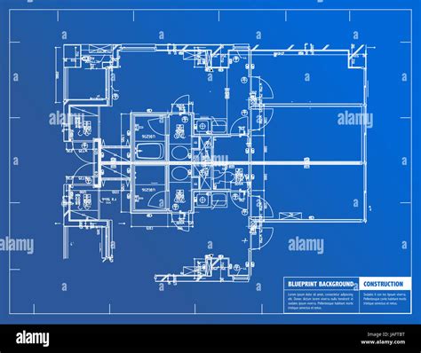 Sample Of Architectural Blueprints Over A Blue Background Blueprint