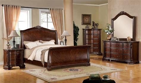 Penbroke Brown Cherry Queen Sleigh Bed From Furniture Of America