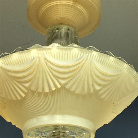 Art Deco 1930s Glass Canopy Ceiling Light With A Beautiful Pastel Pink