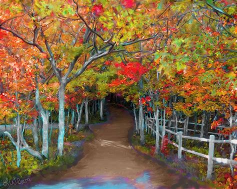 Paintings Of Paths Autumn Fall Tree Trees Art Forest