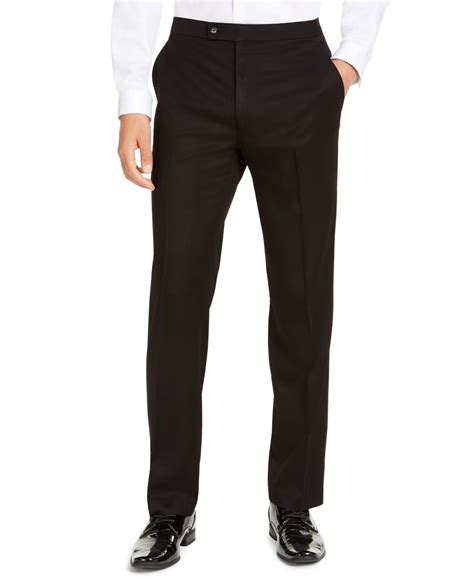 Alfani Mens Classic Fit Stretch Black Tuxedo Pants Created For Macys