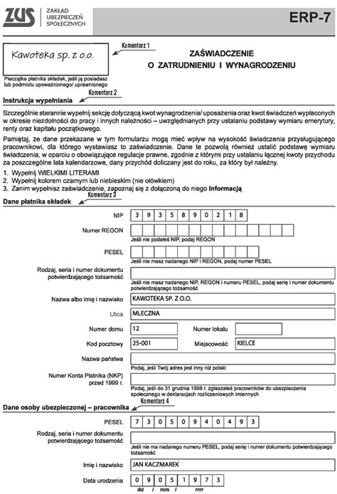ZUS ERP-7 - instrukcja wypełnienia - Infor.pl