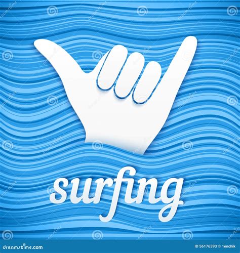 Vector Surfers Shaka Hand With Paper Sign Surfing Stock Vector Image
