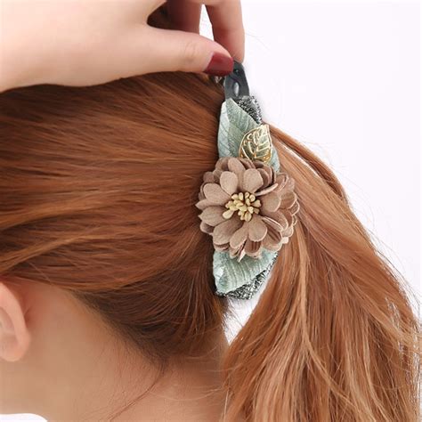 high grade elegant sweet large pink flowers headdress yarn cloth hairpins girls barrettes hair