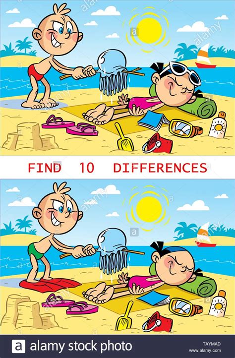 Puzzle With Cartoon Children On The Beach Where You Need