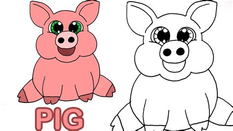 Very Easy How To Draw Cute Cartoon Pig Art For Kids Youtube