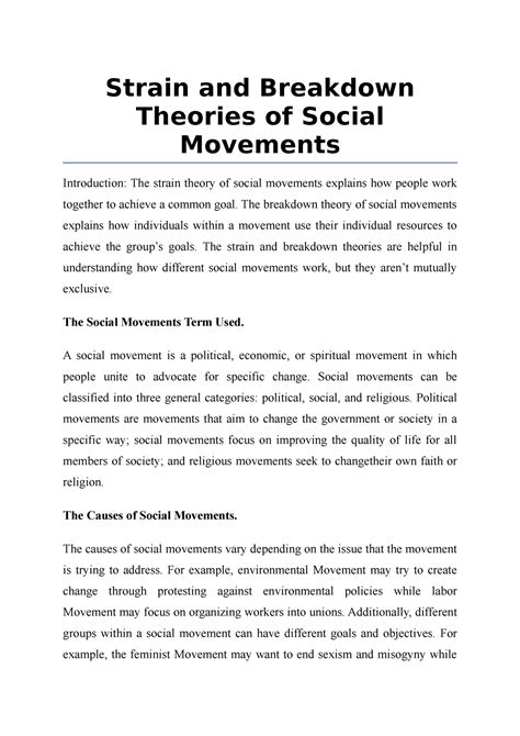 Strain And Breakdown Theories Of Social Movements Strain And