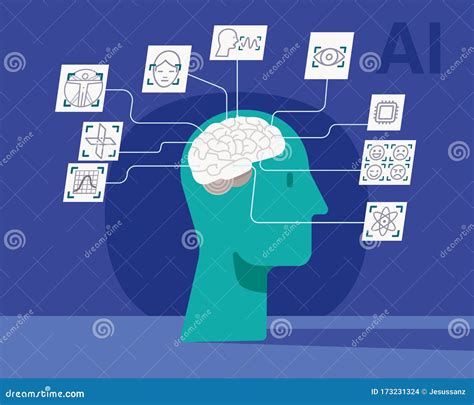 Hersenen En Kunstmatige Intelligentie Stock Illustratie Illustration