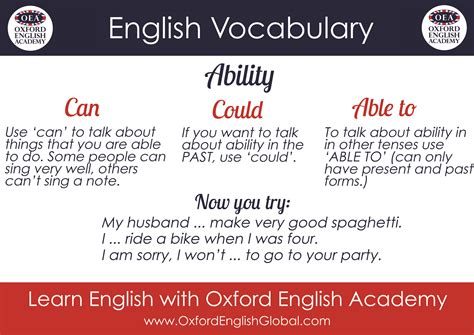 Learn English With Oxford English Academy English Vocabulary