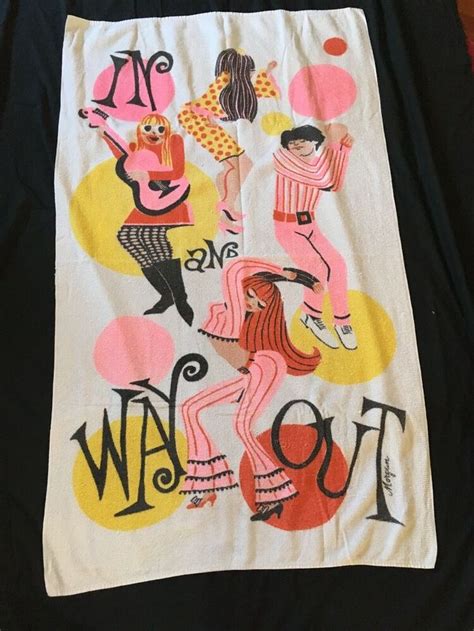 Vintage 1960s Royal Terry In And Way Out Dancers Beach Towel Morgan