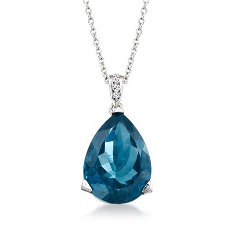 1300 Carat London Blue Topaz Pendant Necklace With Diamond Accents In