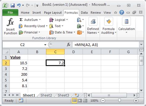 Ms Excel How To Use The Min Function Ws