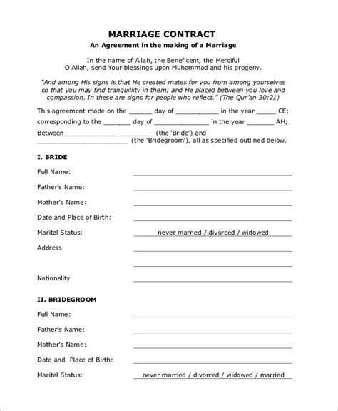 Marriage Contract Template