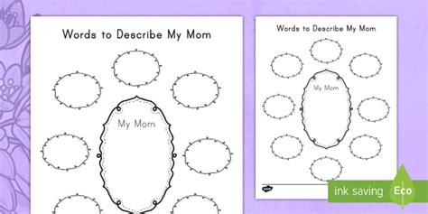 Words To Describe My Mom Template Mothers Day Twinkl