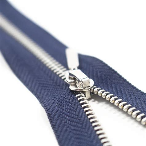 21cm 10pcs Close End Deep Blue Metal Zippers With Pearl Slider Multi