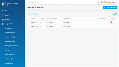 Jak wyliczyć deklarację VAT UE VAT UEK Baza Wiedzy programu Comarch ERP XT