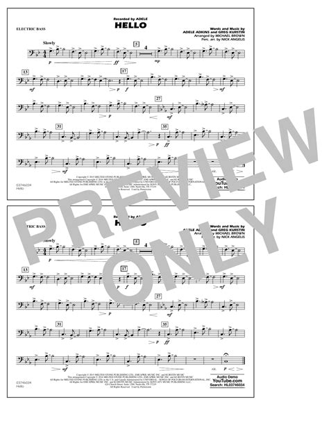 Hello Electric Bass Sheet Music Michael Brown Marching Band