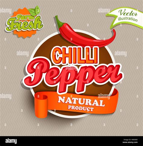 Chilli Pepper Logo Lettering Typography Food Label Or Sticker Concept
