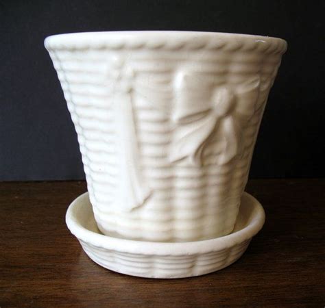 Vintage Creamy White Usa Planter With Attached By Naughtnew Vintage
